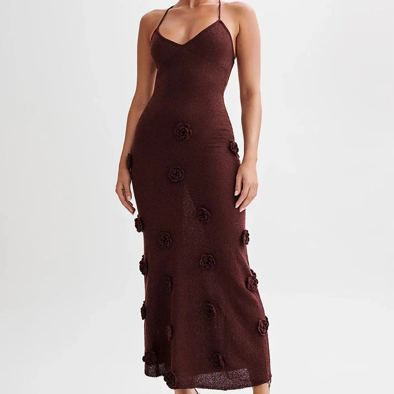 Robe longue femme avec fleurs et bretelles fines | Coupe féminine + Style élégant + Facile à accessoiriser – ROBEMODE