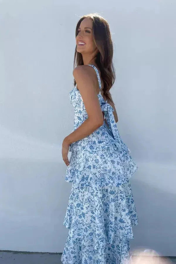Robe longue femme à volants et motifs floraux été | Coupe féminine + Style élégant + Facile à accessoiriser – ROBEMODE