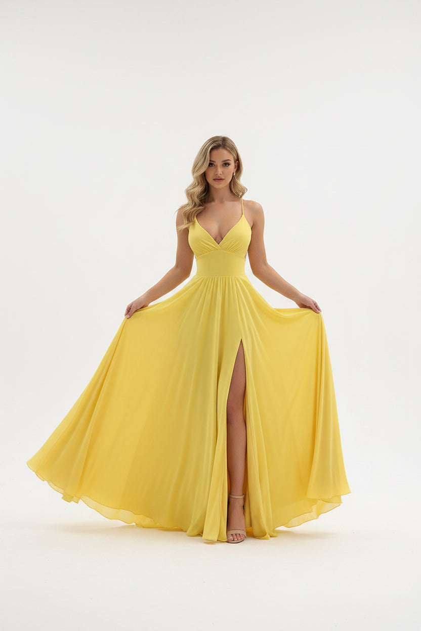 Robe Longue Fluide Fendue Décolleté Plongeant Femme Soirée | ROBEMODE
