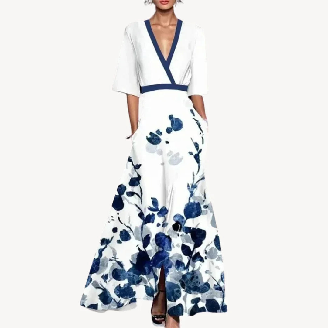 Robe Longue Fluide Manches Mi-Longues Poches 3 Coloris | ROBEMODE