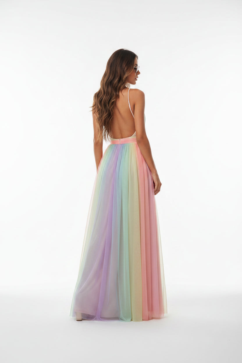Robe longue femme multicolore dos nu été | Coupe féminine + Style élégant + Facile à accessoiriser – ROBEMODE