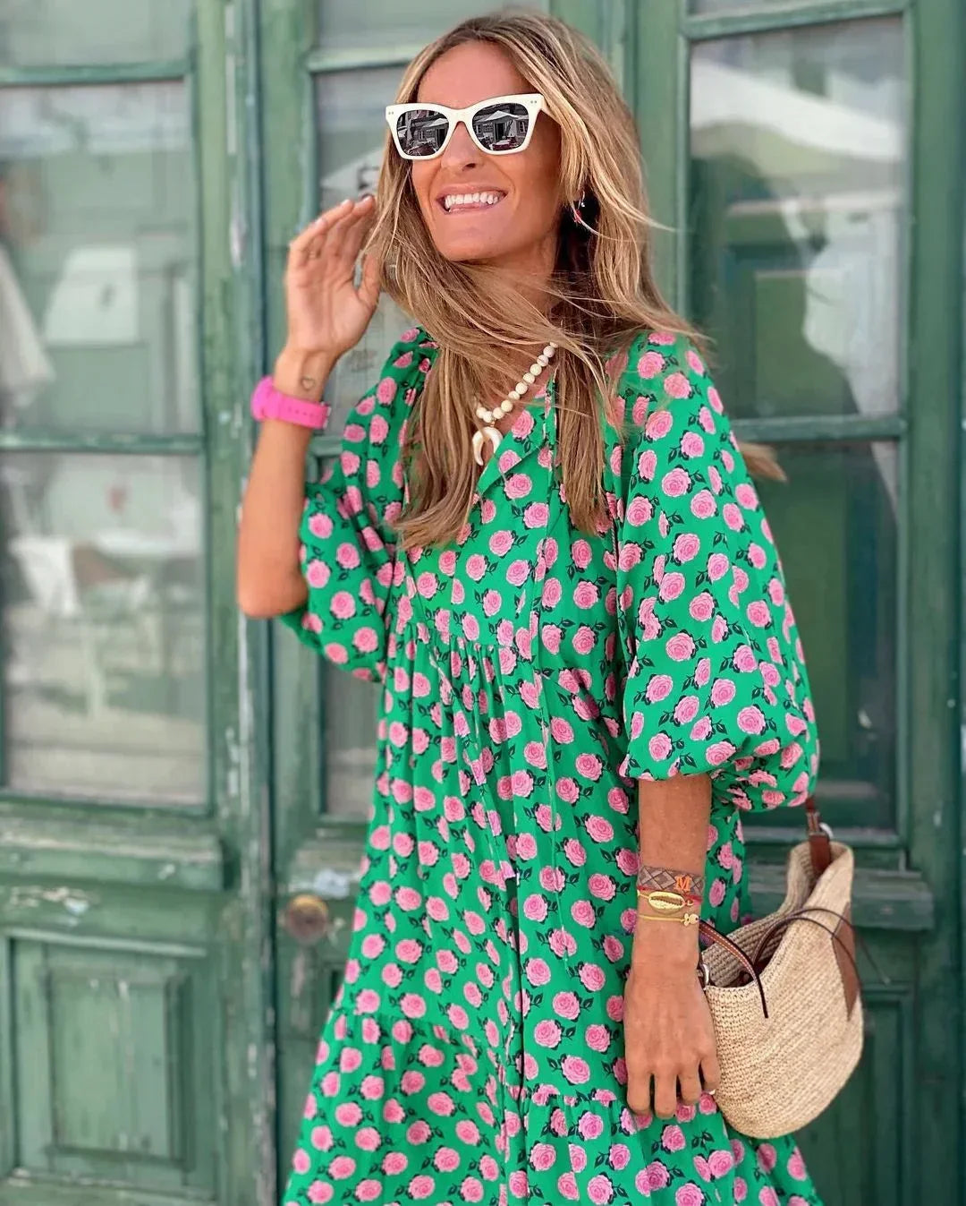 Robe longue femme col V manches longues été | Coupe féminine + Style élégant + Facile à accessoiriser – ROBEMODE