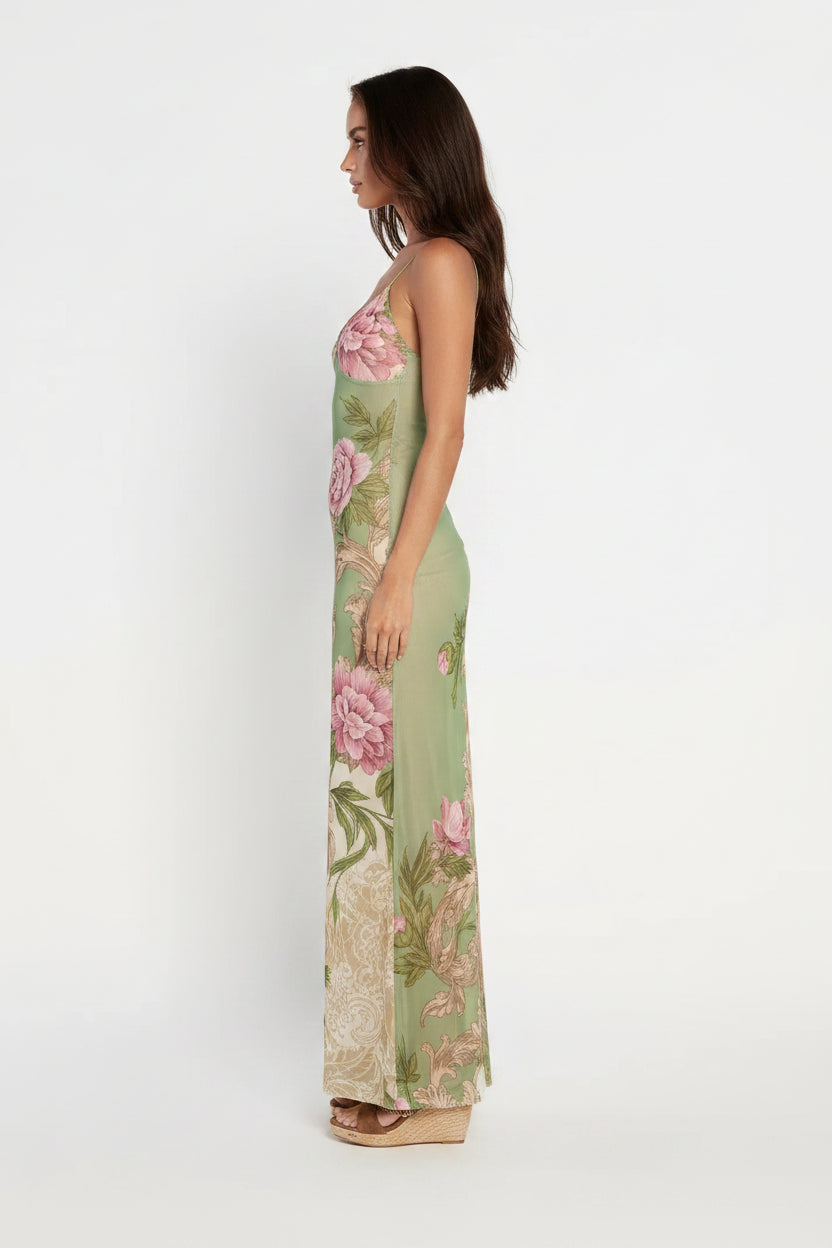 Robe longue femme imprimé floral bretelles fines | Coupe féminine + Style élégant + Facile à accessoiriser – ROBEMODE