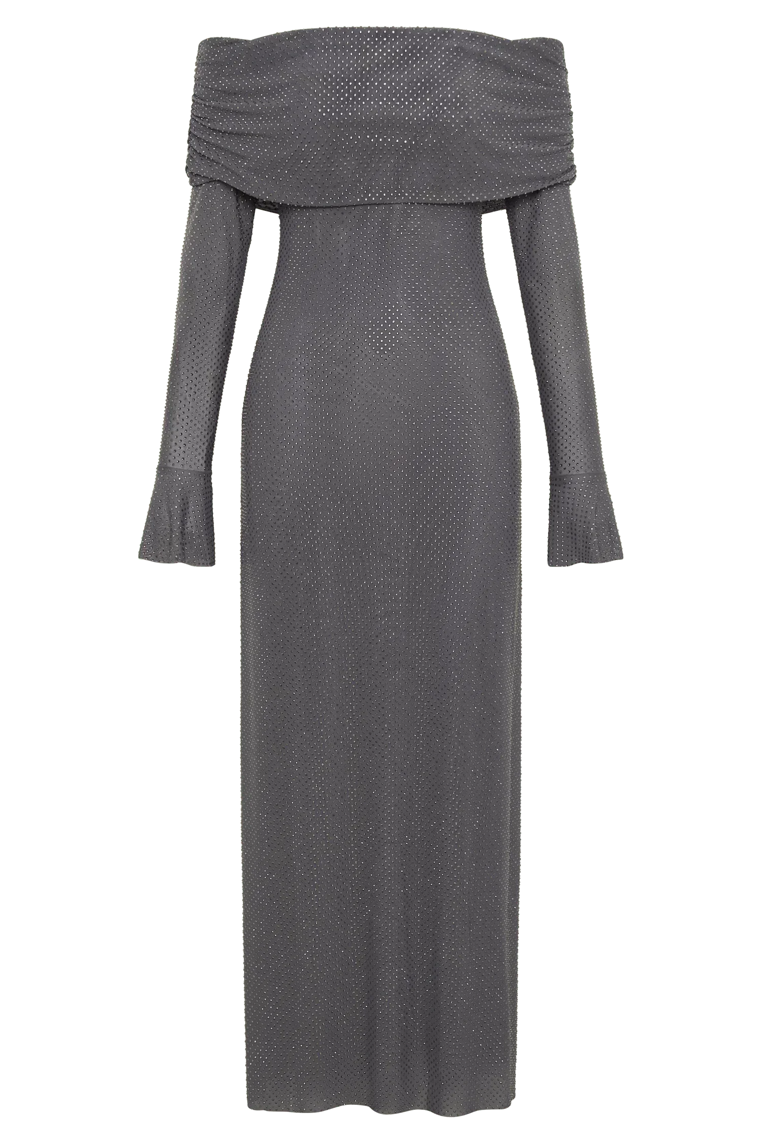 Robe Longue Scintillante Épaules Dénudées Manches Longues Soirée | ROBEMODE