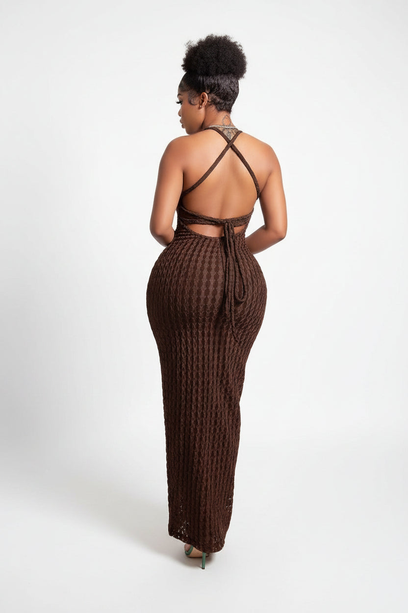 Robe longue moulante femme dos nu soirée strass | ROBEMODE