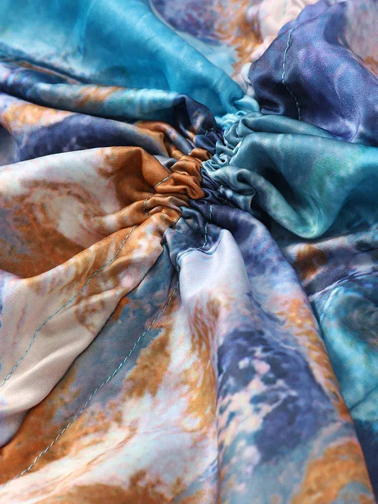 Robe longue femme imprimée multicolore à manches longues | ROBEMODE
