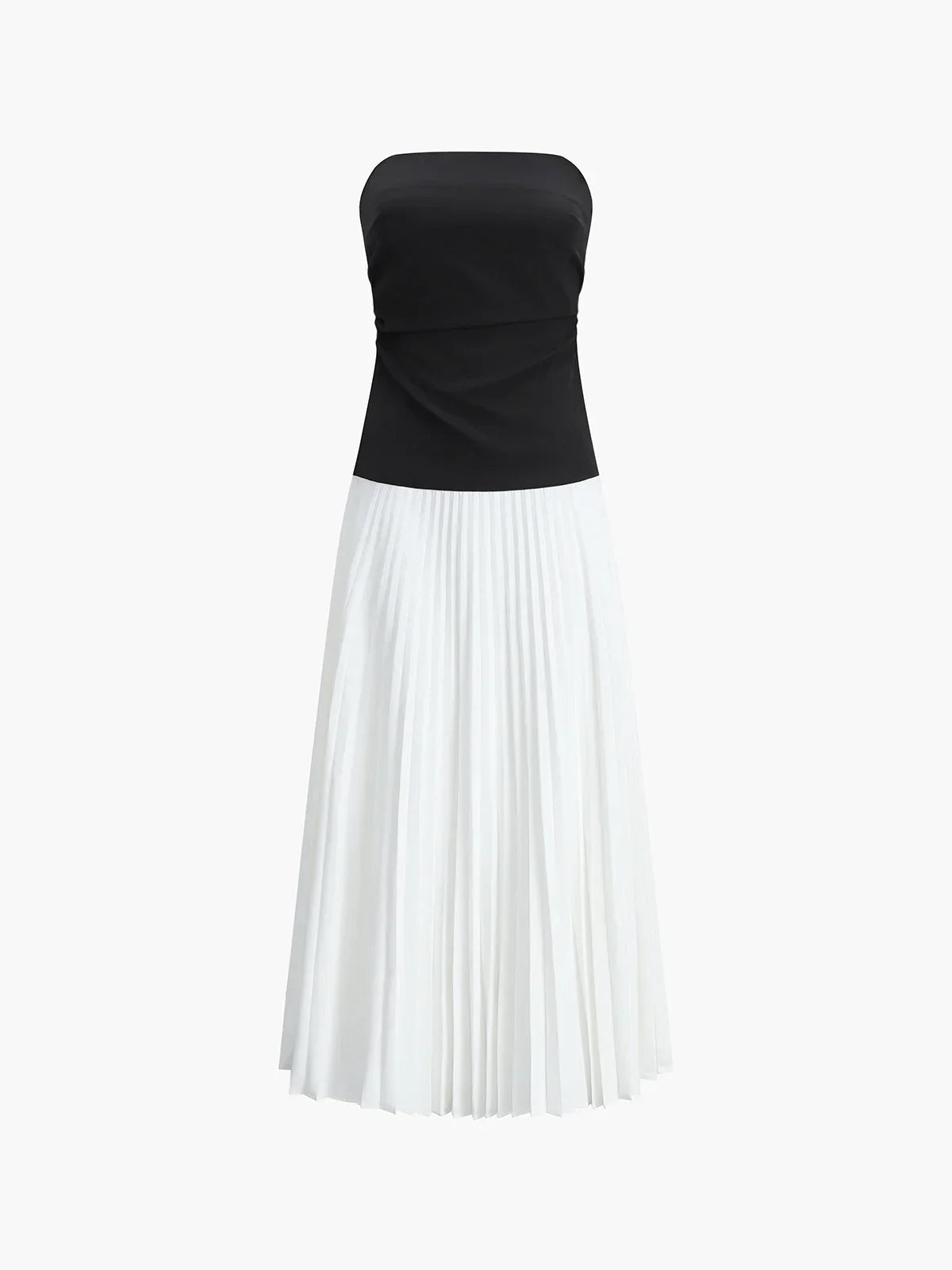 Robe longue femme sans bretelles avec jupe plissée | ROBEMODE
