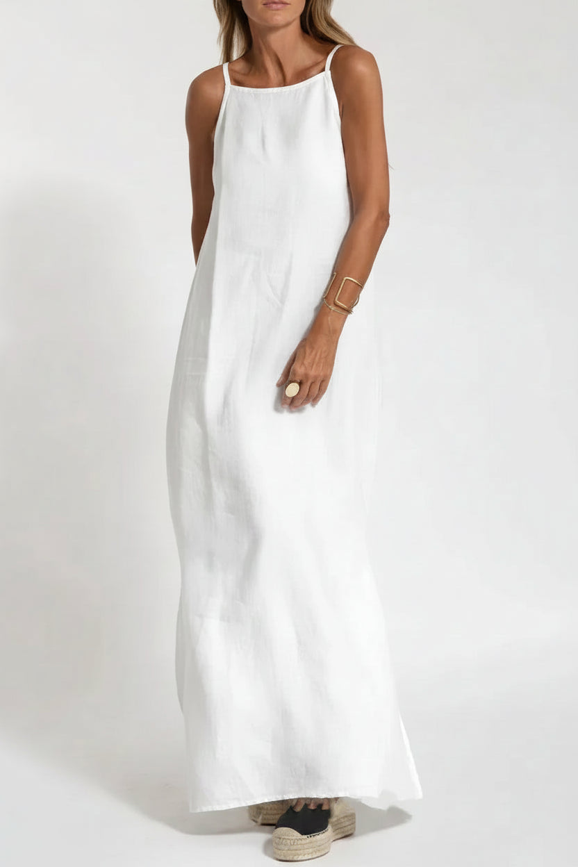 Robe Longue Lin Sans Manches Femme Grande Taille | Décontractée Respirante Été | ROBEMODE