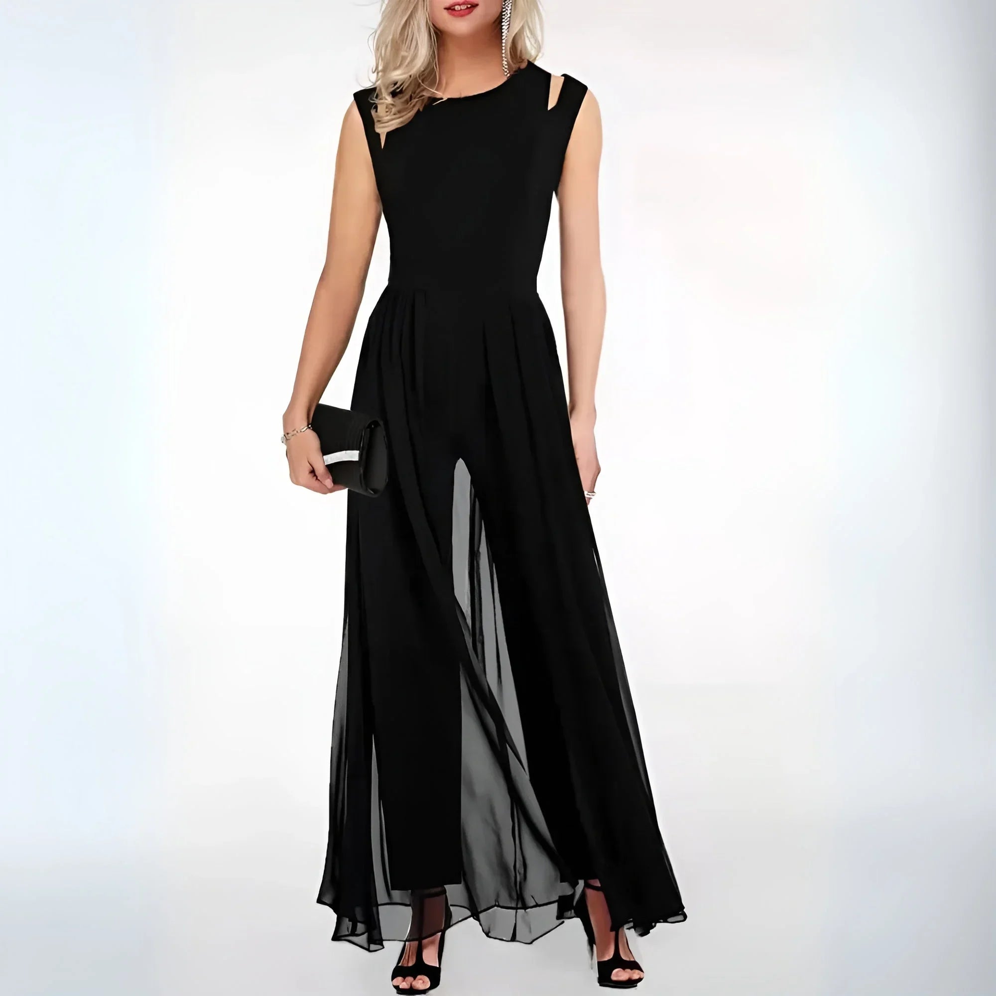 Robe Longue Soirée Sans Manches Découpes Élégantes | ROBEMODE