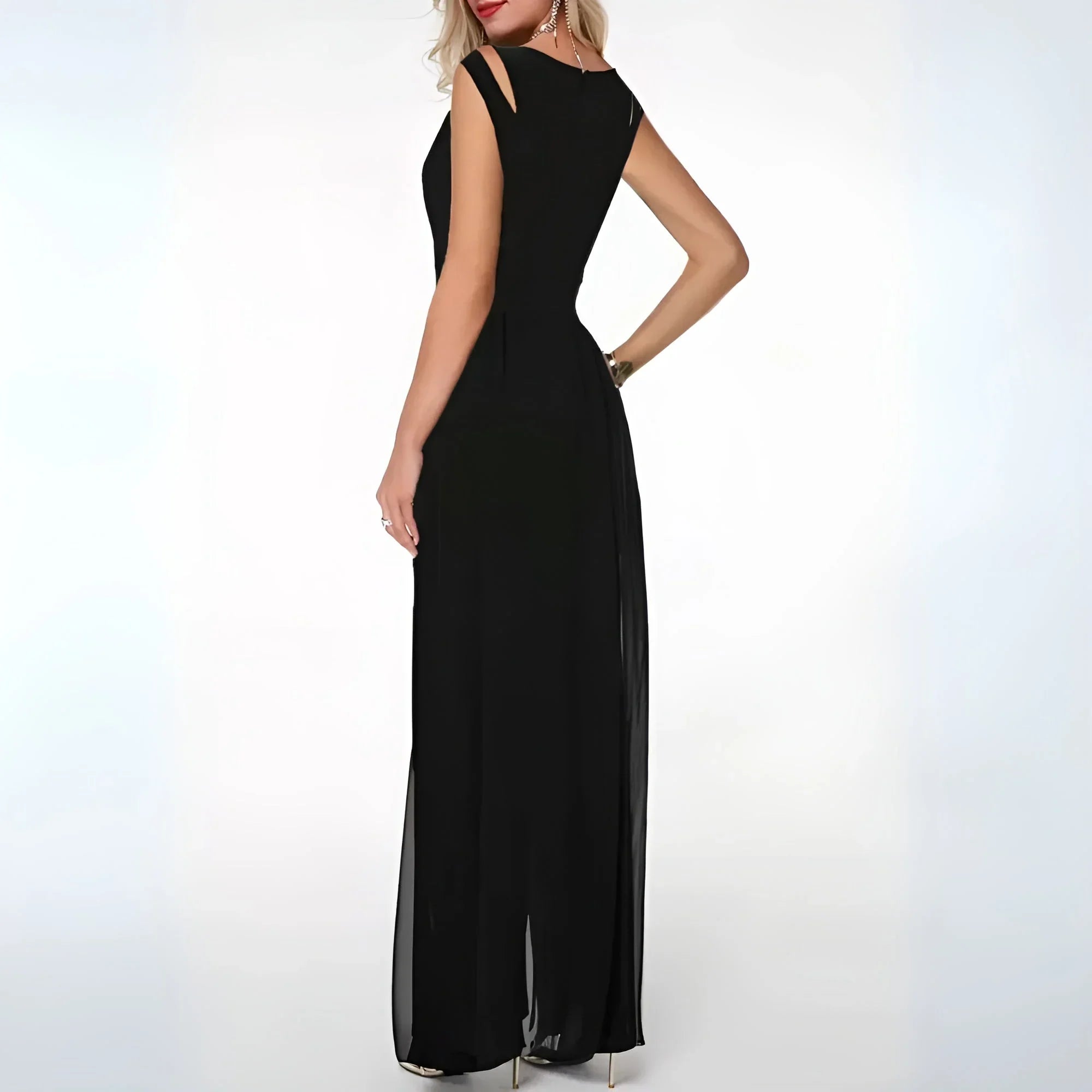 Robe Longue Soirée Sans Manches Découpes Élégantes | ROBEMODE