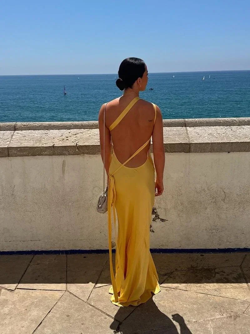 Robe longue femme dos nu bretelles fines soirée | ROBEMODE