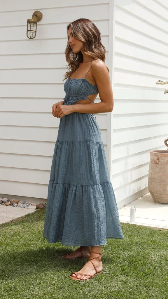 Robe longue femme dos nu fluide à bretelles réglables | Coupe féminine + Style élégant + Facile à accessoiriser – ROBEMODE