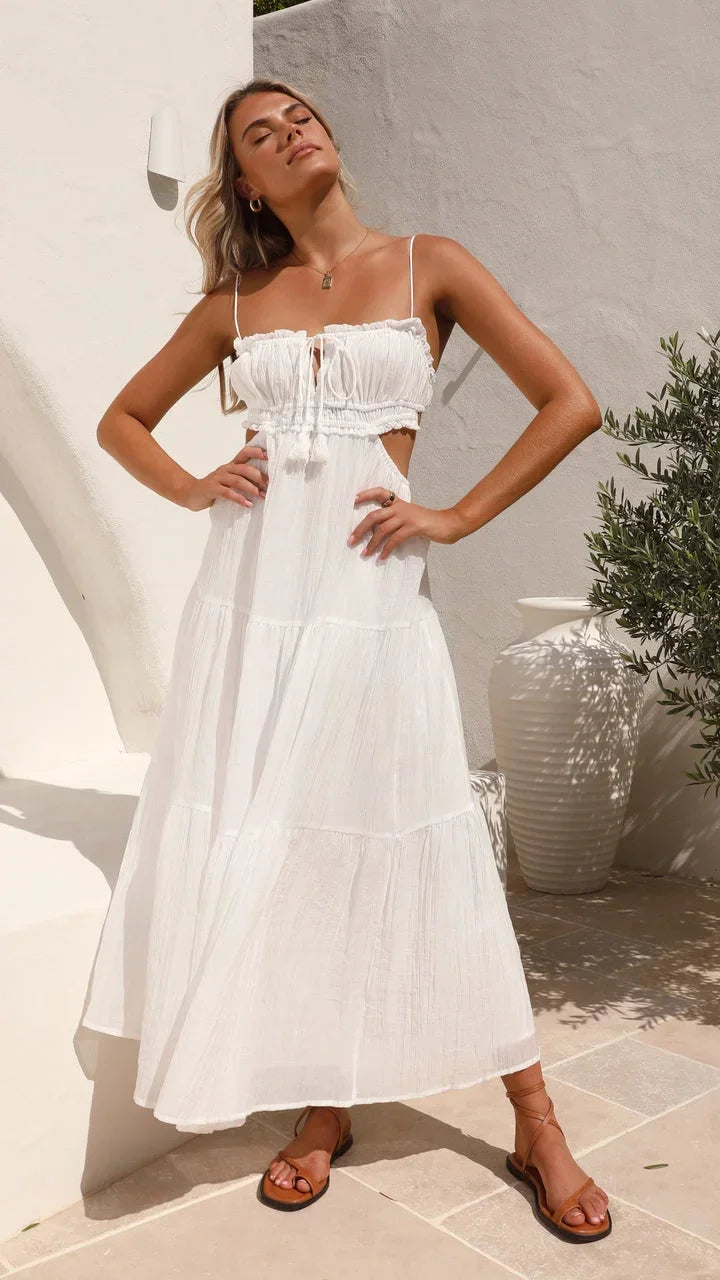Robe longue femme dos nu fluide à bretelles réglables | Coupe féminine + Style élégant + Facile à accessoiriser – ROBEMODE