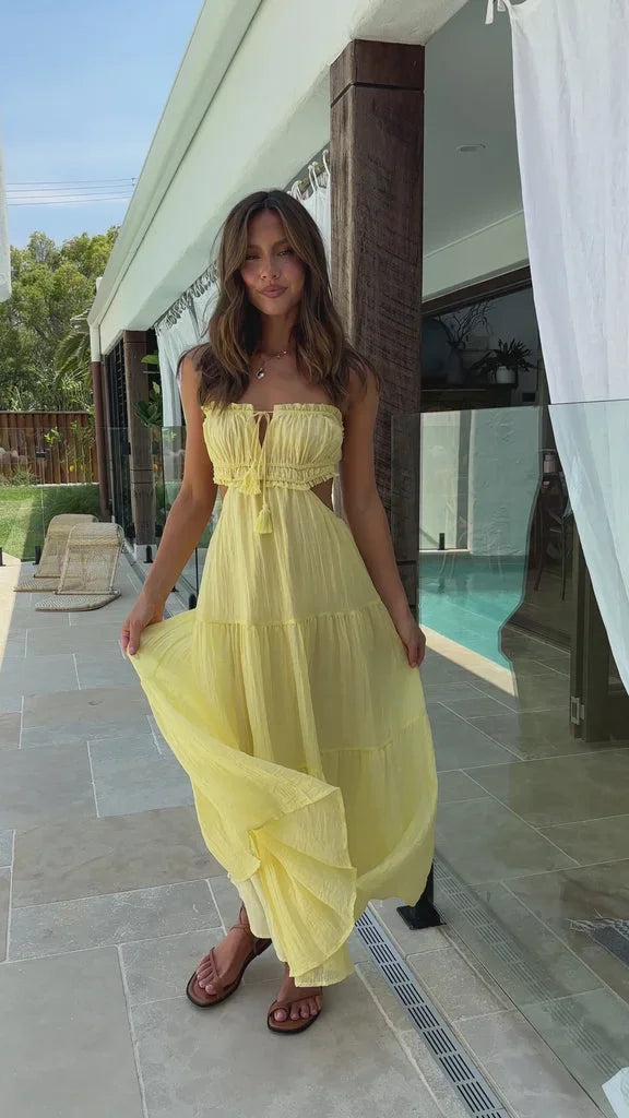 Robe longue femme dos nu fluide à bretelles réglables | Coupe féminine + Style élégant + Facile à accessoiriser – ROBEMODE