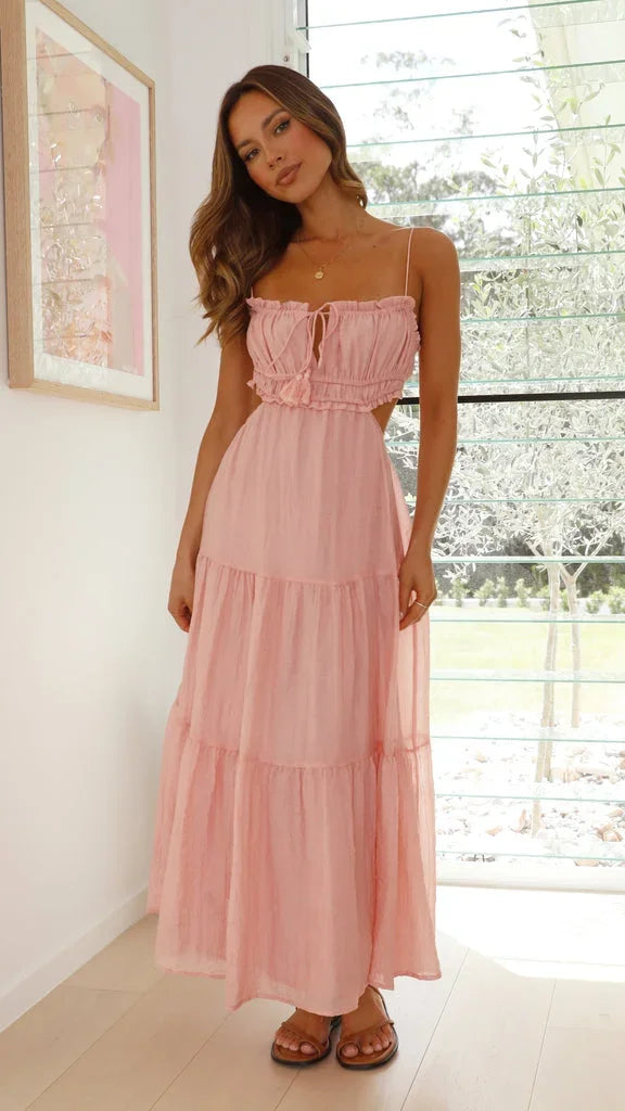 Robe longue femme dos nu fluide à bretelles réglables | Coupe féminine + Style élégant + Facile à accessoiriser – ROBEMODE