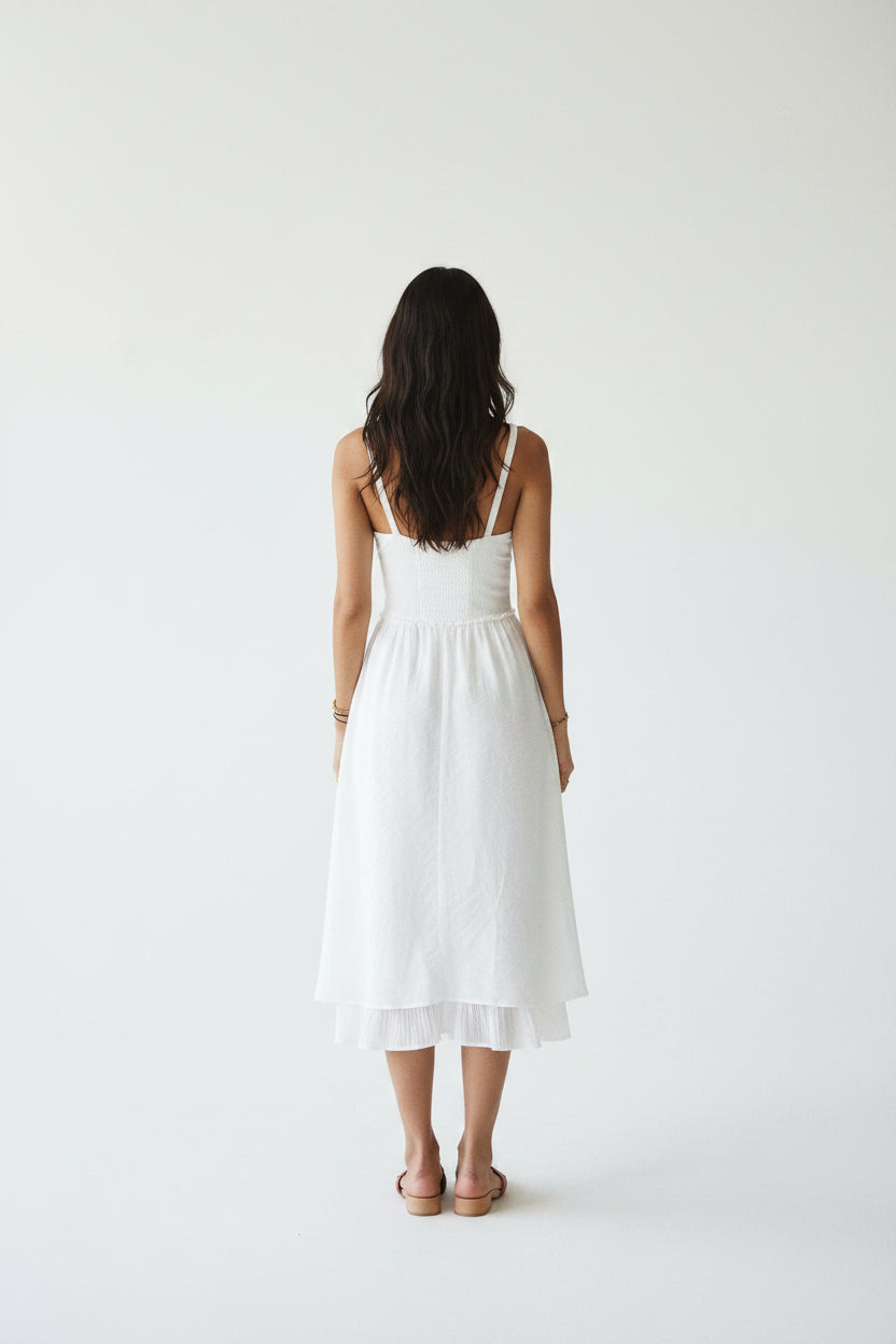 Robe Midi Volants Bretelles Fines Été 3 Coloris | ROBEMODE