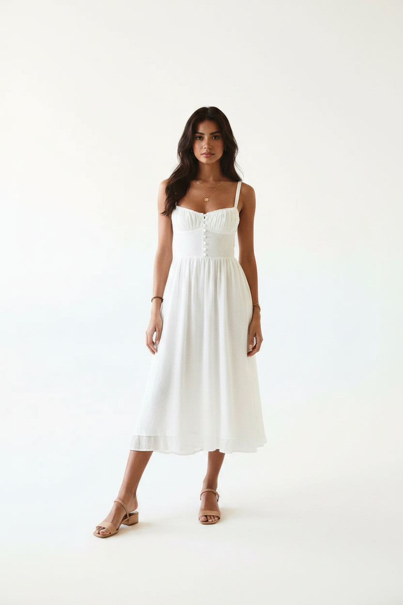 Robe Midi Volants Bretelles Fines Été 3 Coloris | ROBEMODE
