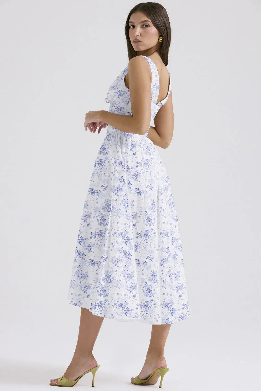 Robe midi fleurie sans manches femme | ROBEMODE