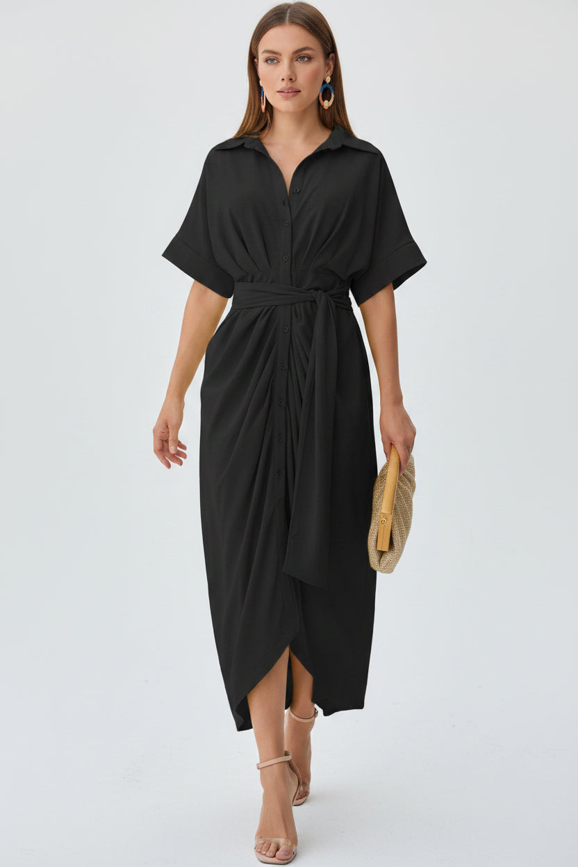 Robe Midi Imprimé Abstrait Ceinture Ajustable 5 Coloris | ROBEMODE