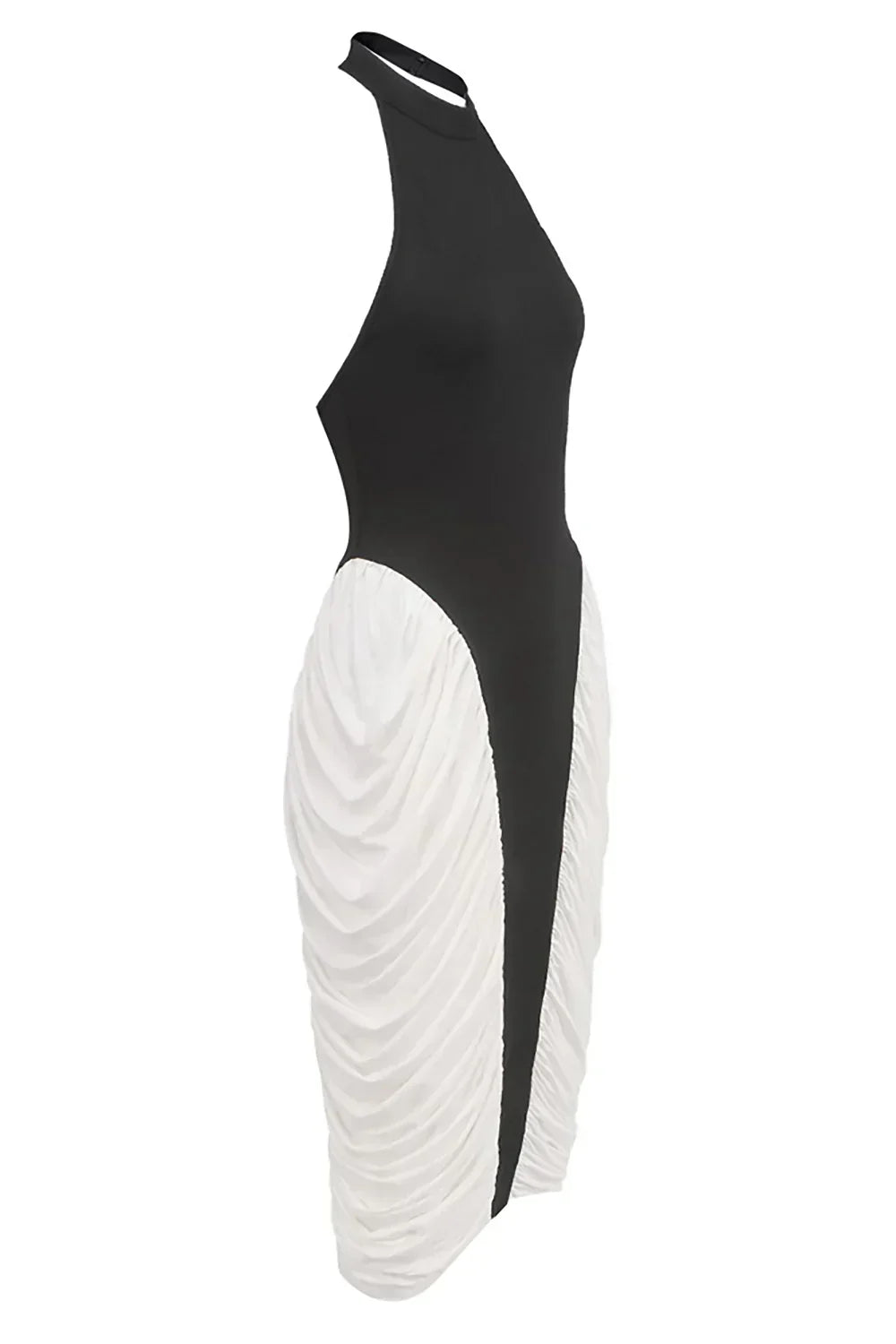 Robe midi femme noire et blanche plissee | Coupe féminine + Style élégant + Facile à accessoiriser – ROBEMODE