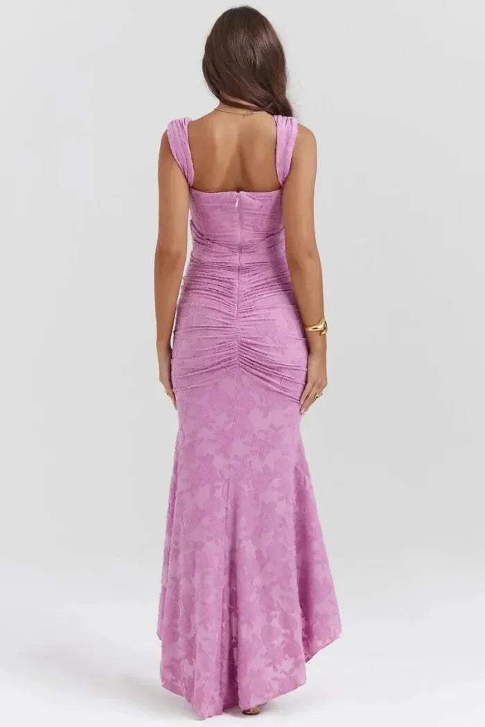 Robe midi sans manches dentelle ourlet festonné | ROBEMODE