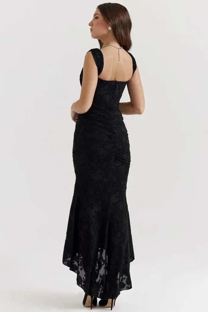 Robe midi sans manches dentelle ourlet festonné | ROBEMODE