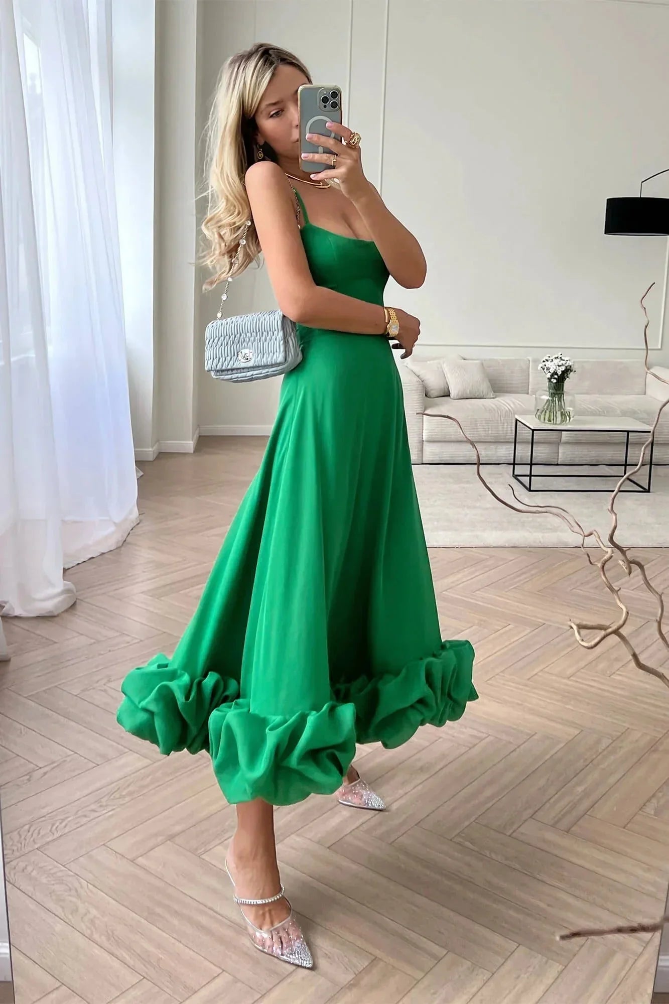 Robe midi femme volants sans manches | Coupe féminine + Style élégant + Facile à accessoiriser – ROBEMODE