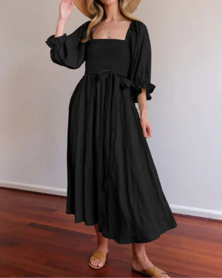 Robe midi portefeuille col V manches longues 2 coloris | ROBEMODE