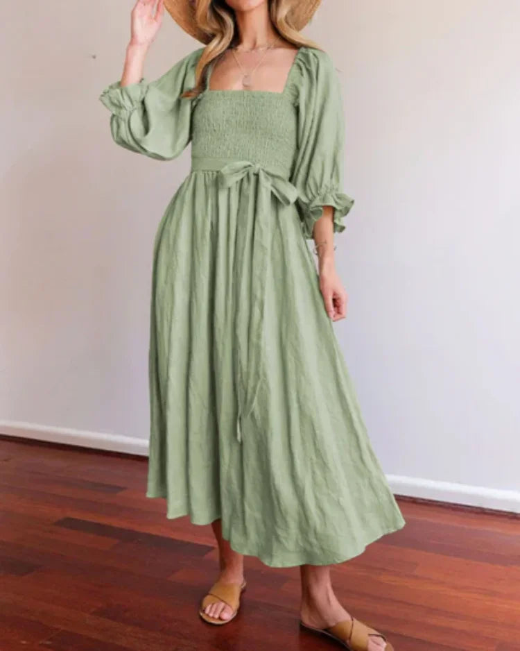 Robe midi portefeuille col V manches longues 2 coloris | ROBEMODE
