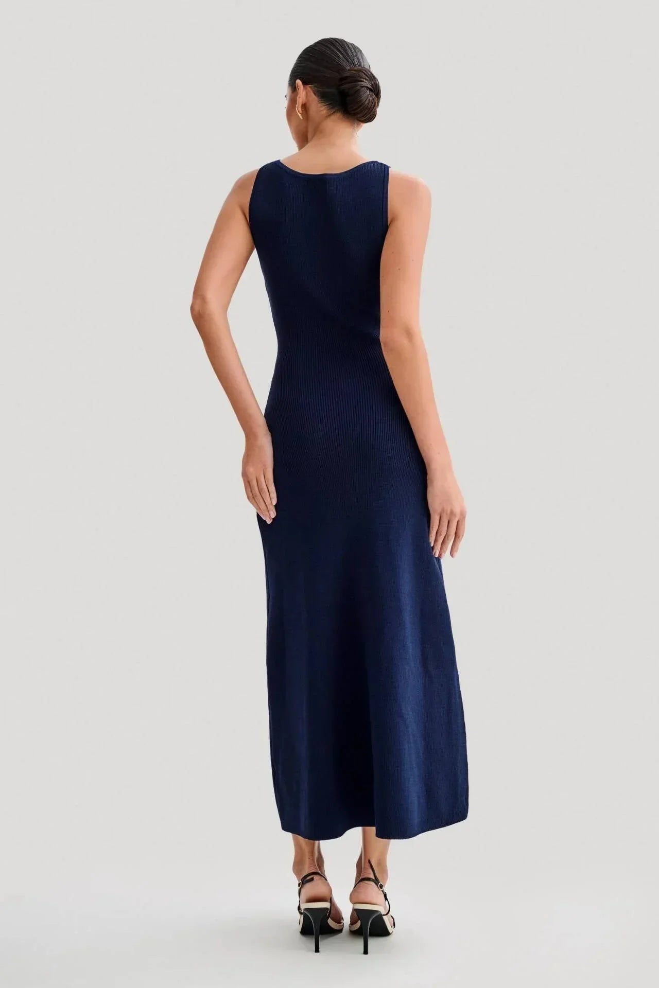 Robe Midi Côtelée Femme Boutonnée Sans Manches Poches | ROBEMODE