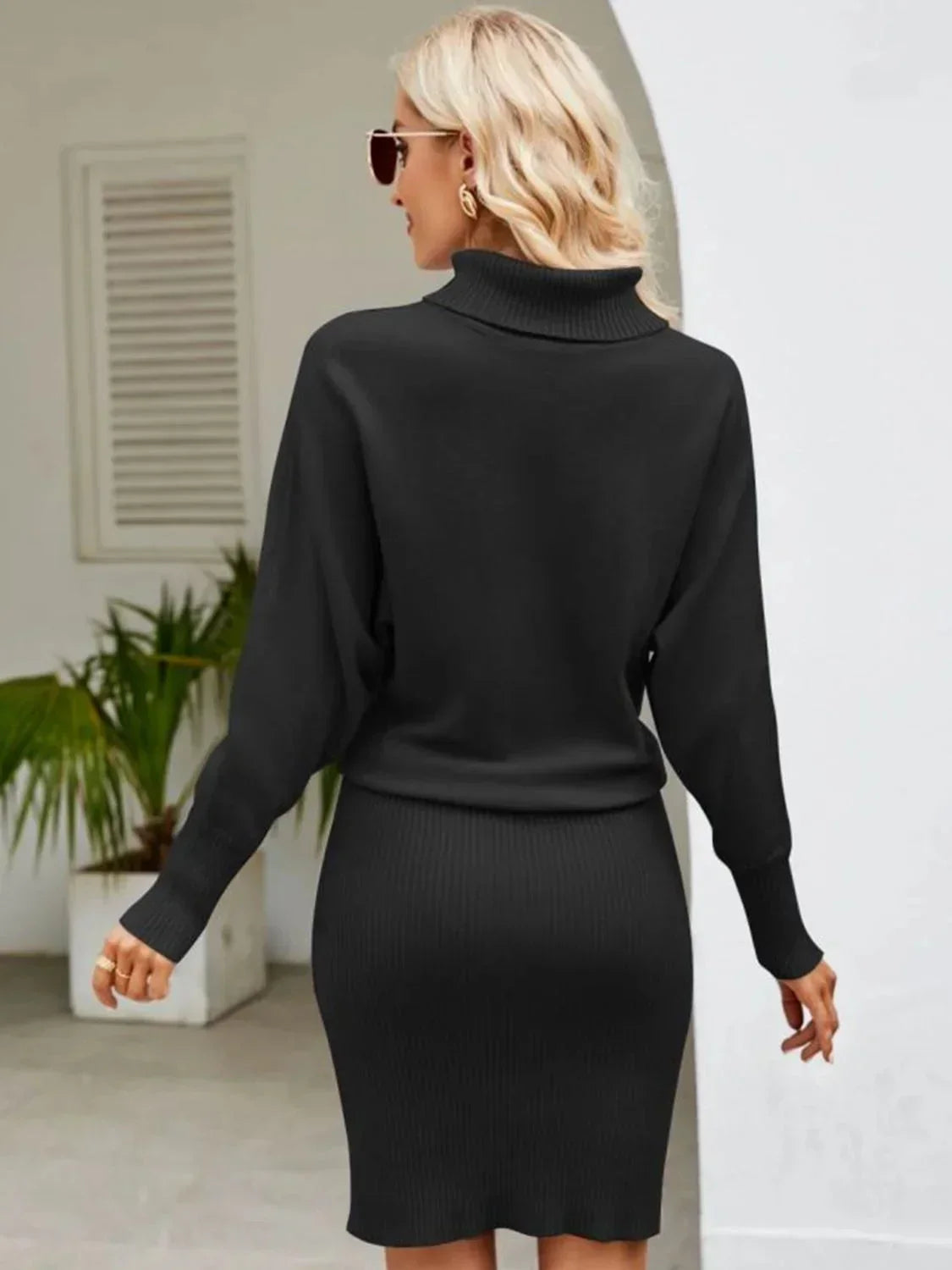 Robe midi femme côtelée col roulé manches longues | Coupe féminine + Style élégant + Facile à accessoiriser – ROBEMODE