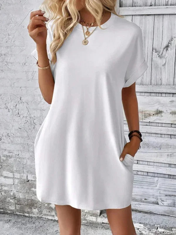 Robe Courte Poches Manches Courtes 5 Coloris | ROBEMODE