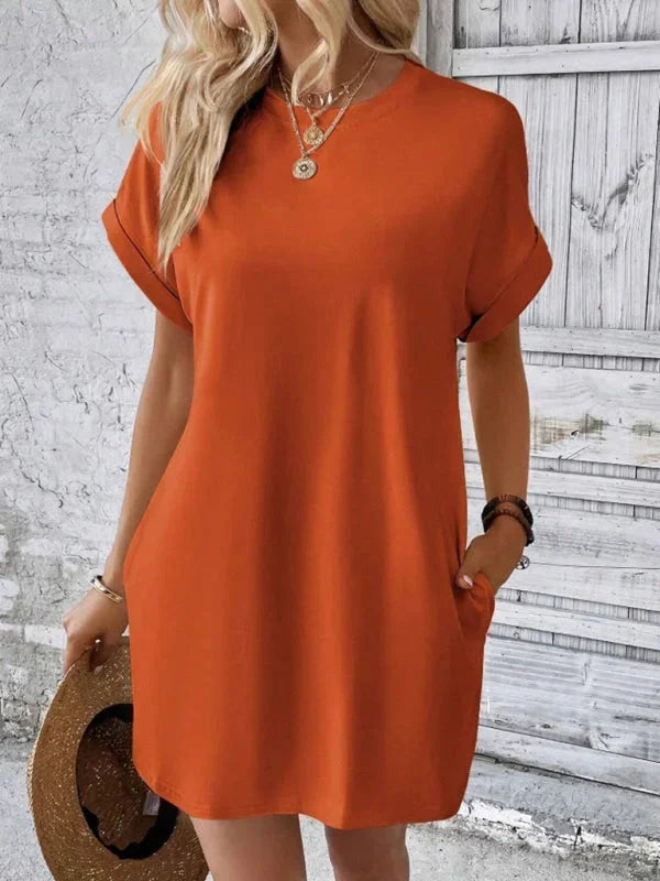 Robe Courte Poches Manches Courtes 5 Coloris | ROBEMODE
