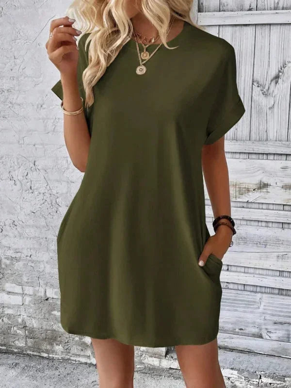 Robe Courte Poches Manches Courtes 5 Coloris | ROBEMODE