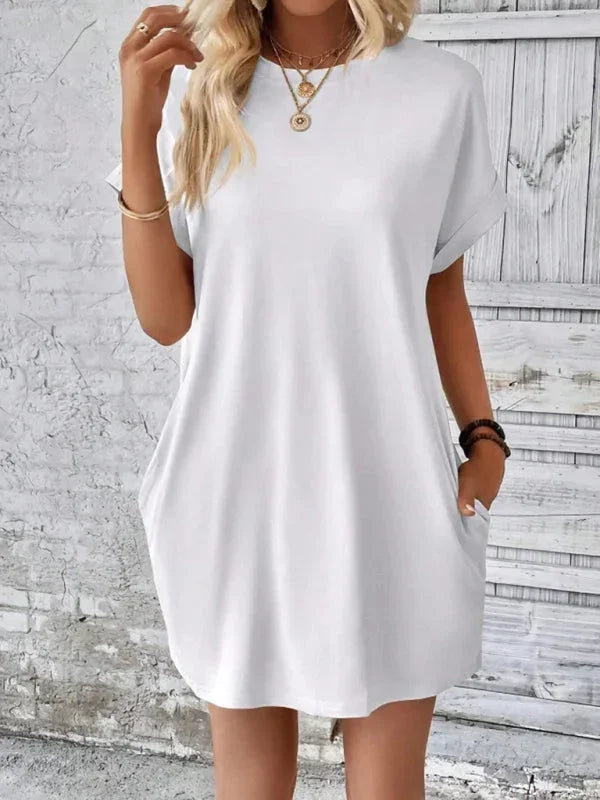 Robe Courte Poches Manches Courtes 5 Coloris | ROBEMODE