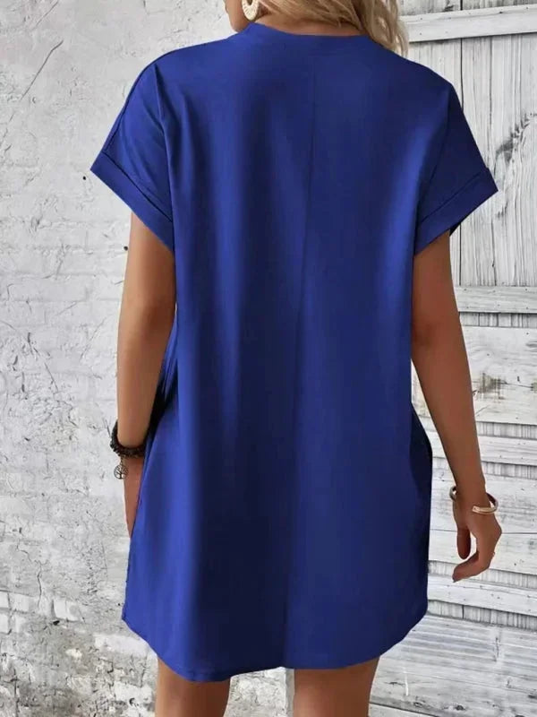 Robe Courte Poches Manches Courtes 5 Coloris | ROBEMODE