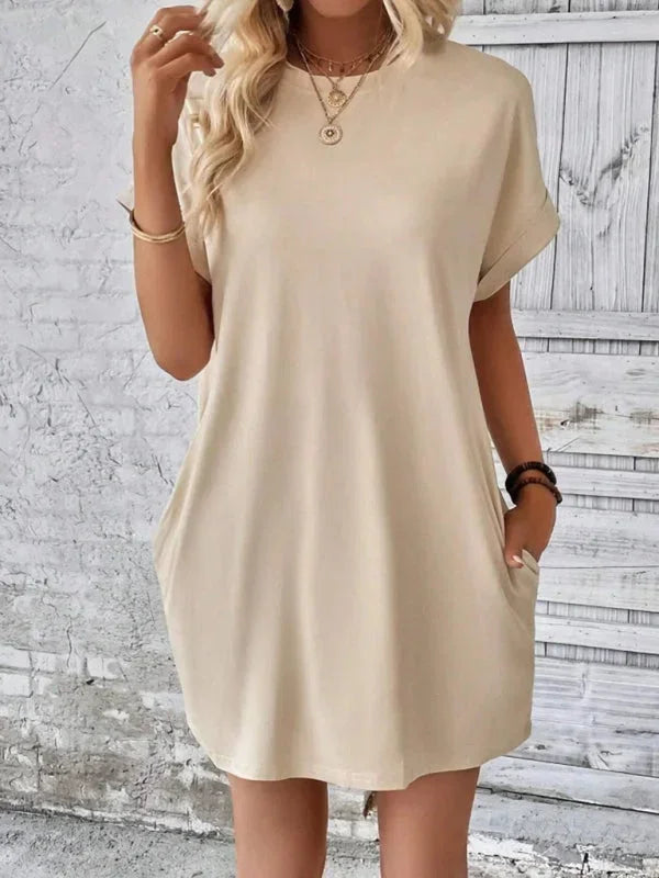 Robe Courte Poches Manches Courtes 5 Coloris | ROBEMODE