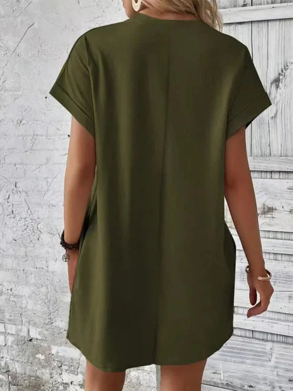 Robe Courte Poches Manches Courtes 5 Coloris | ROBEMODE