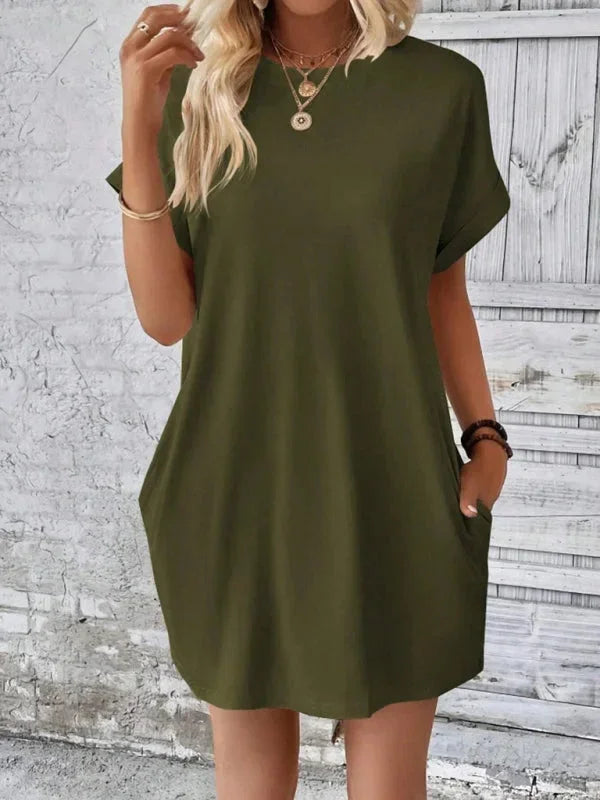Robe Courte Poches Manches Courtes 5 Coloris | ROBEMODE