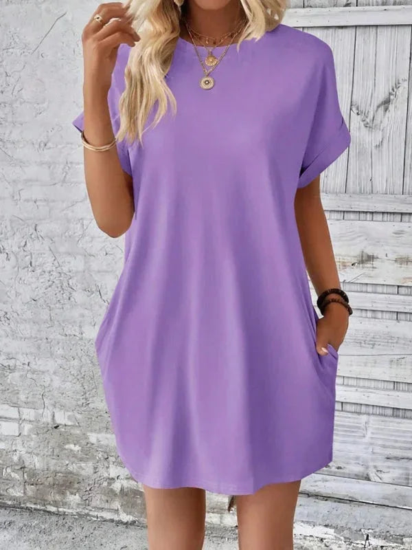 Robe Courte Poches Manches Courtes 5 Coloris | ROBEMODE