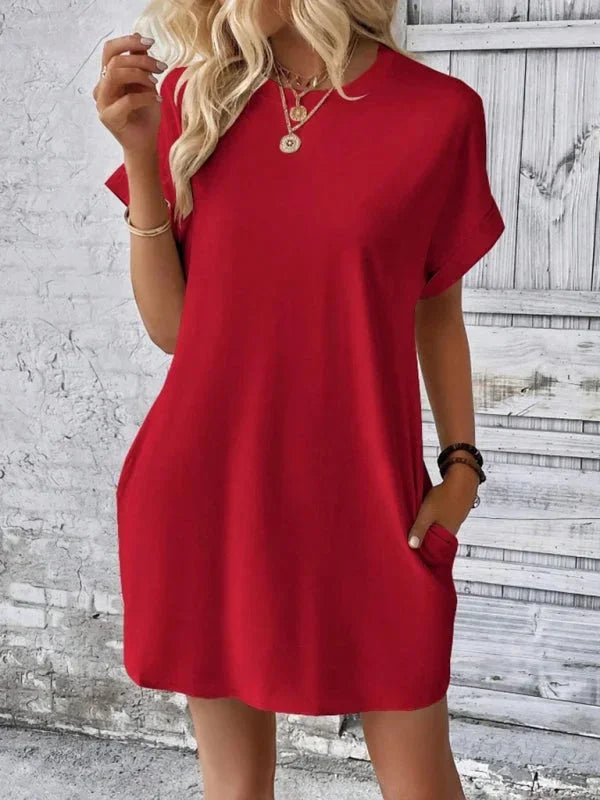 Robe Courte Poches Manches Courtes 5 Coloris | ROBEMODE