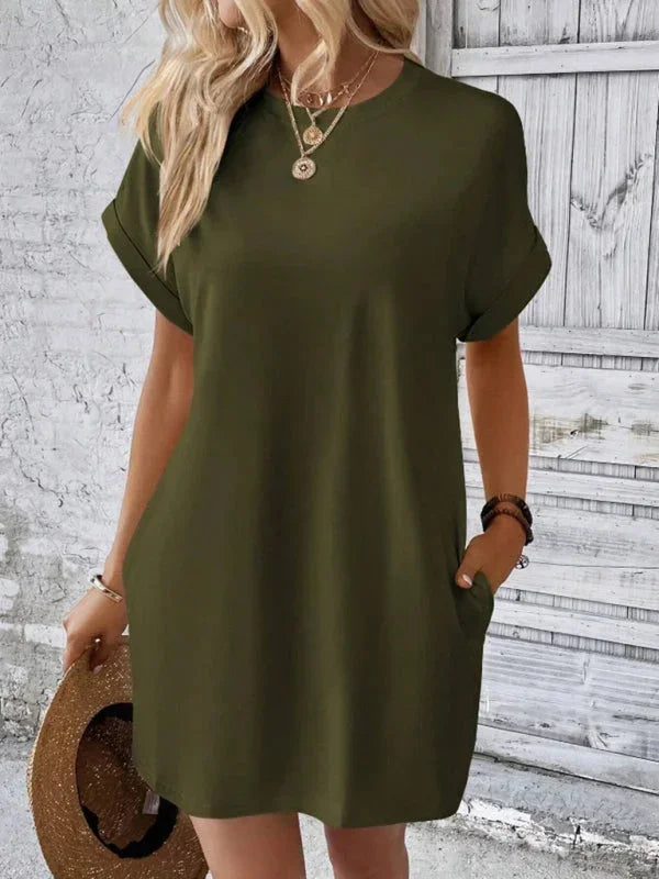 Robe Courte Poches Manches Courtes 5 Coloris | ROBEMODE