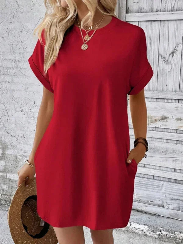 Robe Courte Poches Manches Courtes 5 Coloris | ROBEMODE