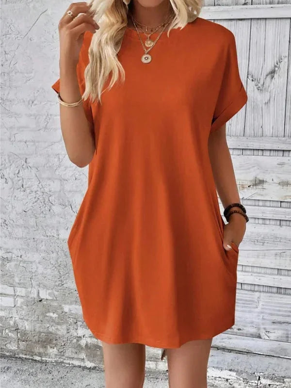 Robe Courte Poches Manches Courtes 5 Coloris | ROBEMODE