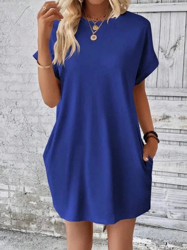 Robe Courte Poches Manches Courtes 5 Coloris | ROBEMODE