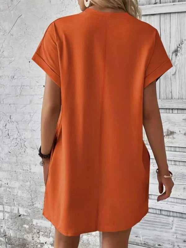 Robe Courte Poches Manches Courtes 5 Coloris | ROBEMODE