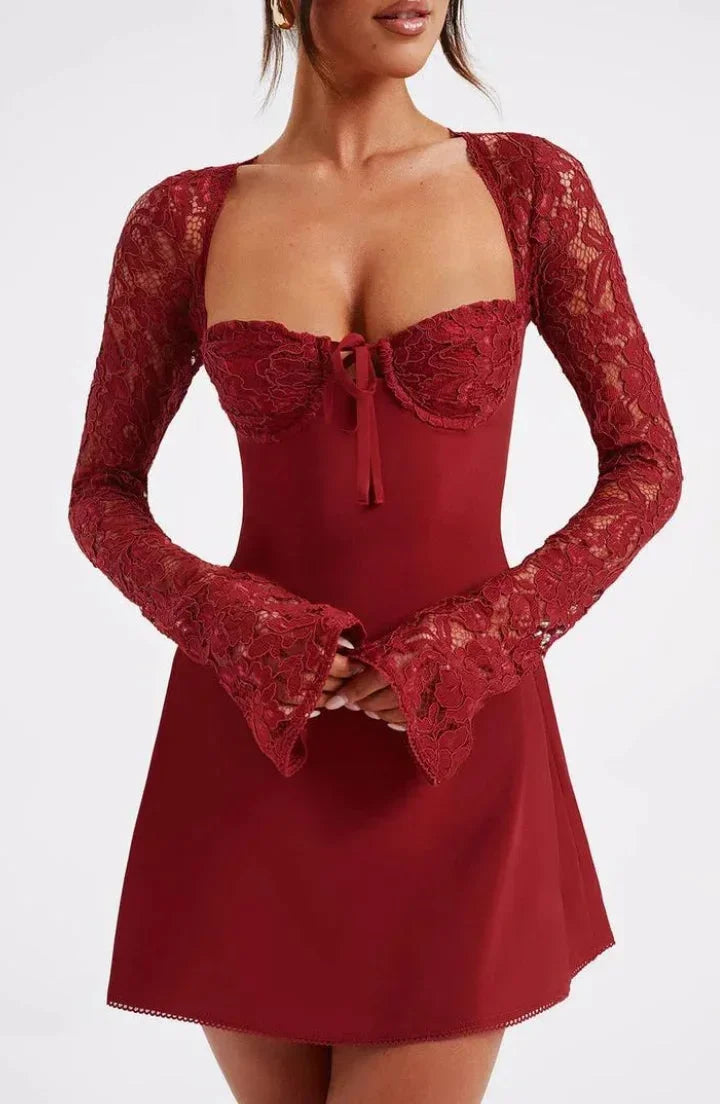 Robe Cocktail Courte Dos Nu Dentelle 3 Coloris | ROBEMODE