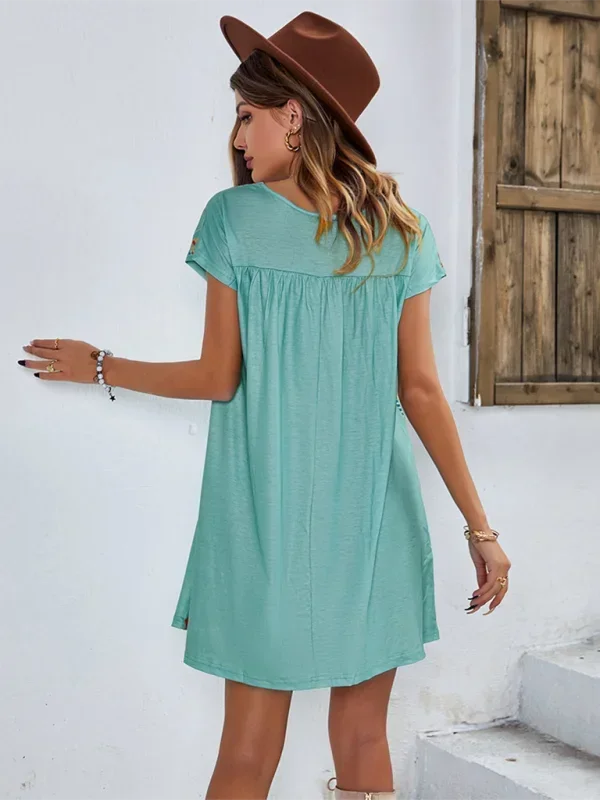 Robe courte bohème femme brodée manches courtes estivale | ROBEMODE