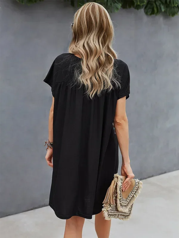Robe courte bohème femme brodée manches courtes estivale | ROBEMODE