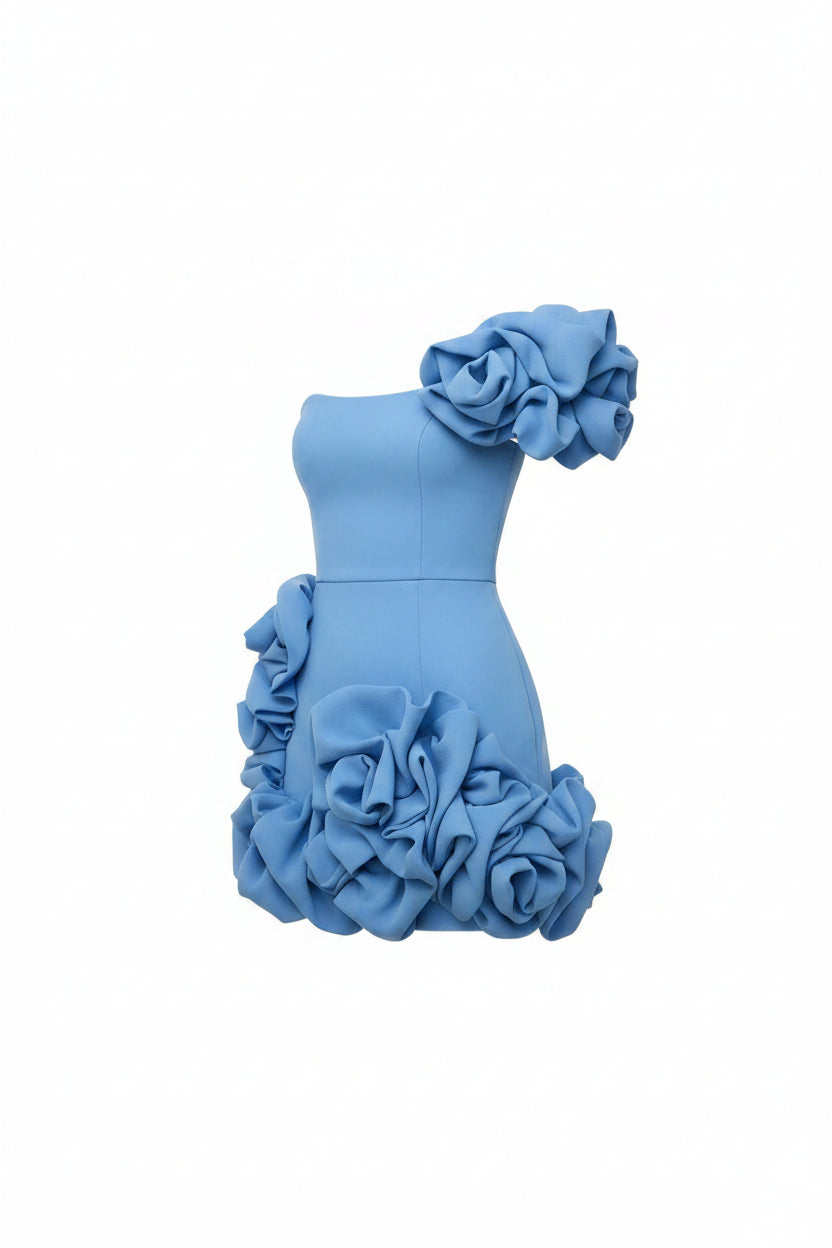 Robe Courte Bustier Volants Femme Soirée Asymétrique | ROBEMODE